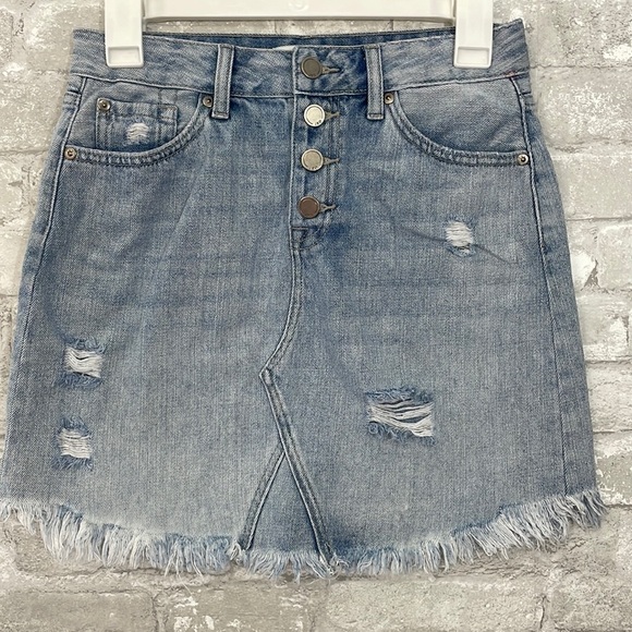 Just Black Distressed Denim Skirt - Picture 1 of 5